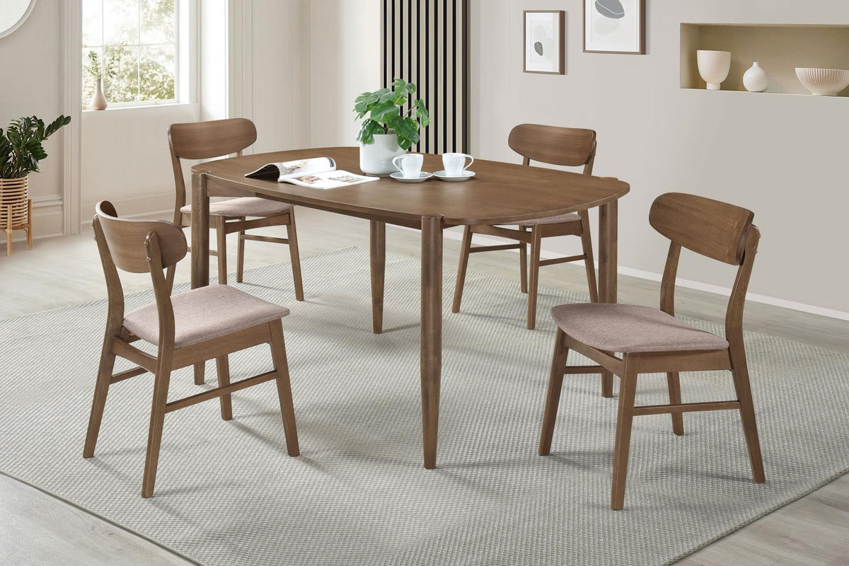 Dortch Oval Dining Set with Upholstered Chairs Walnut