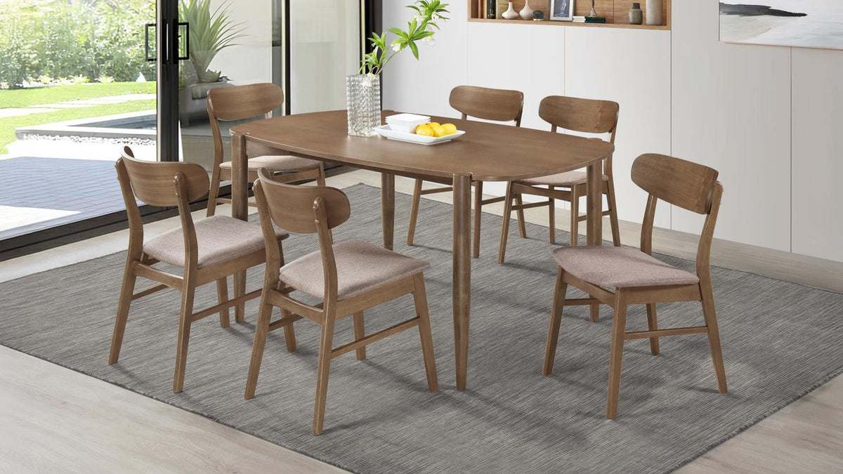 Dortch Oval Dining Set with Upholstered Chairs Walnut
