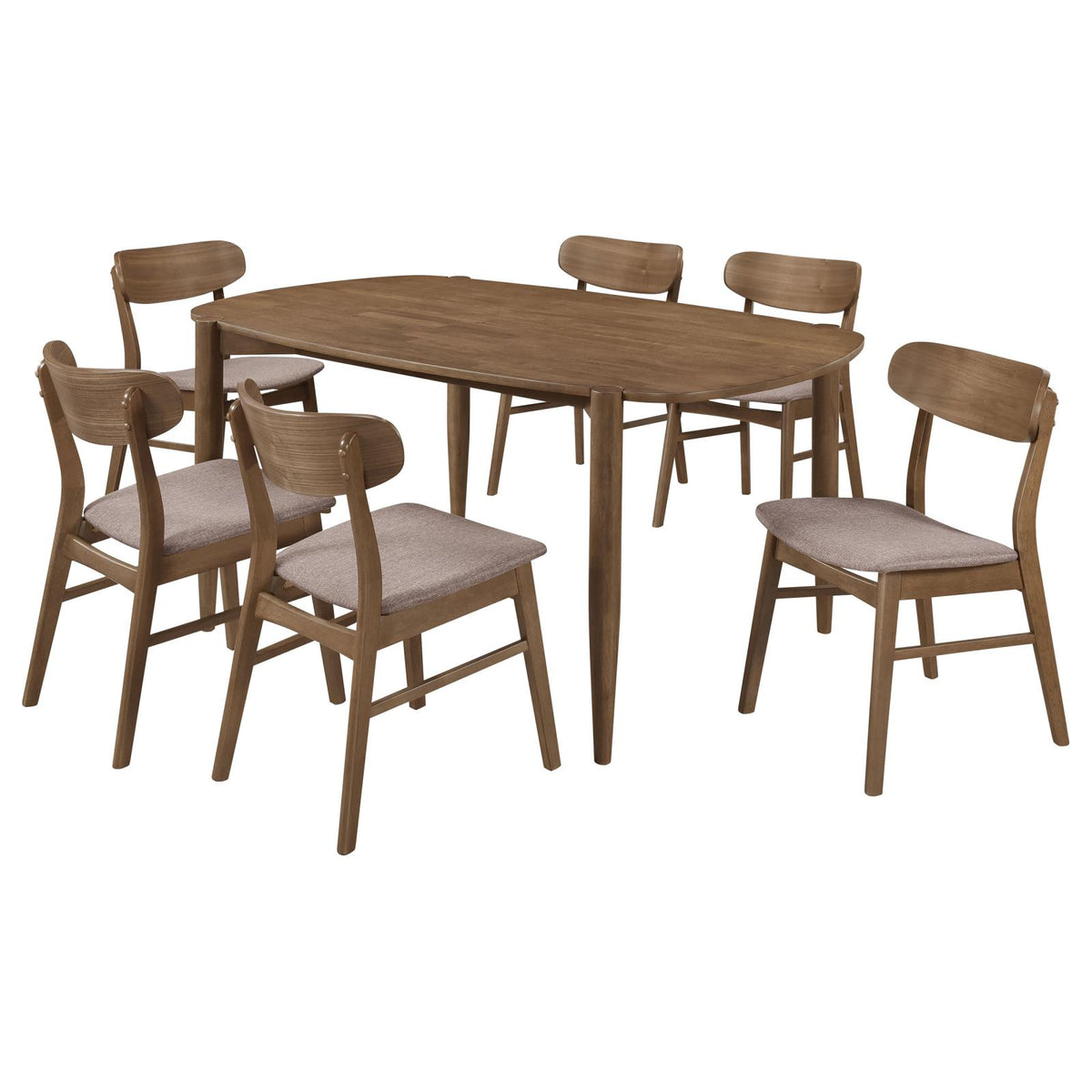 Dortch Oval Dining Set with Upholstered Chairs Walnut