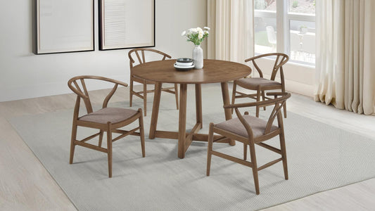 Dinah Round Solid Wood Dining Set Walnut
