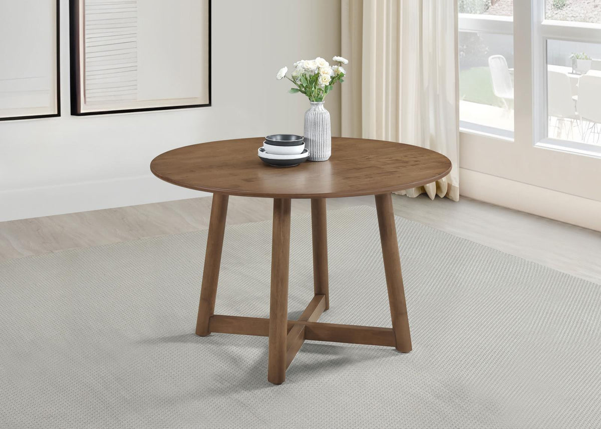Dinah Round Solid Wood Dining Set Walnut