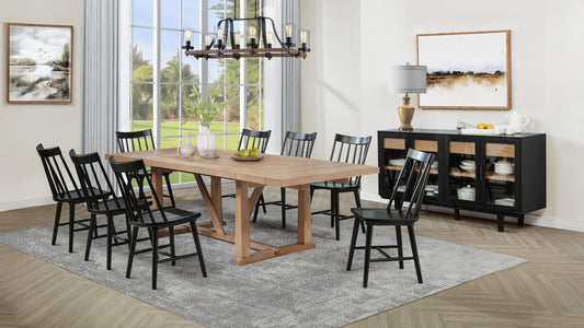 Middleton Extension Leaf Dining Set Natural Brown and Black