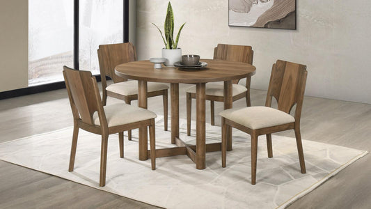 Crestmore 46-inch Round Wood Dining Table Set Walnut