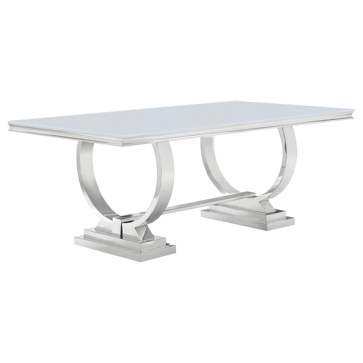 Antoine White Tempered Glass Dining Set Cream White Chairs