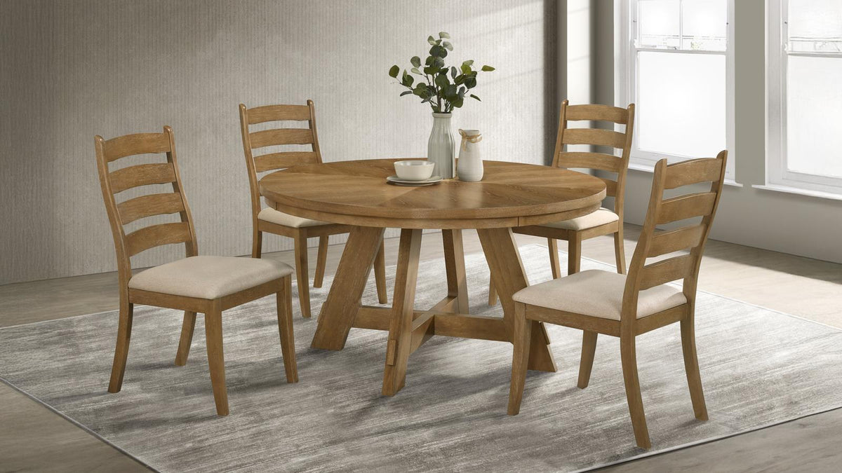 Danvers Dining Table Set Brown Oak and Latte
