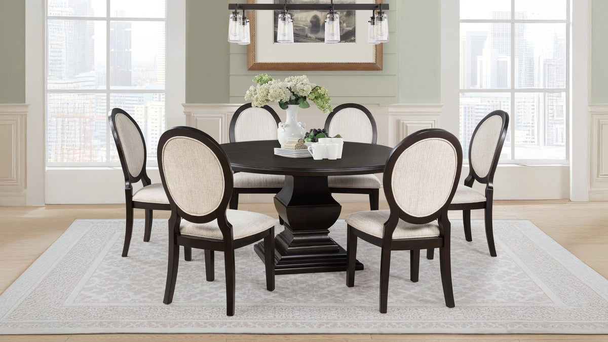 Twyla Round Wood Dining Room Table Set Dark Cocoa