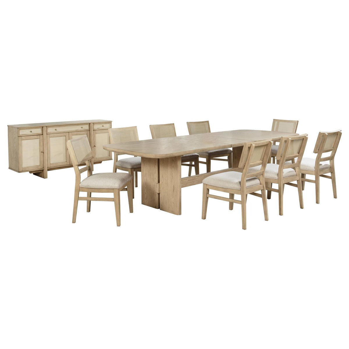 Kailani Wood Dining Set with Sideboard Beige Oak