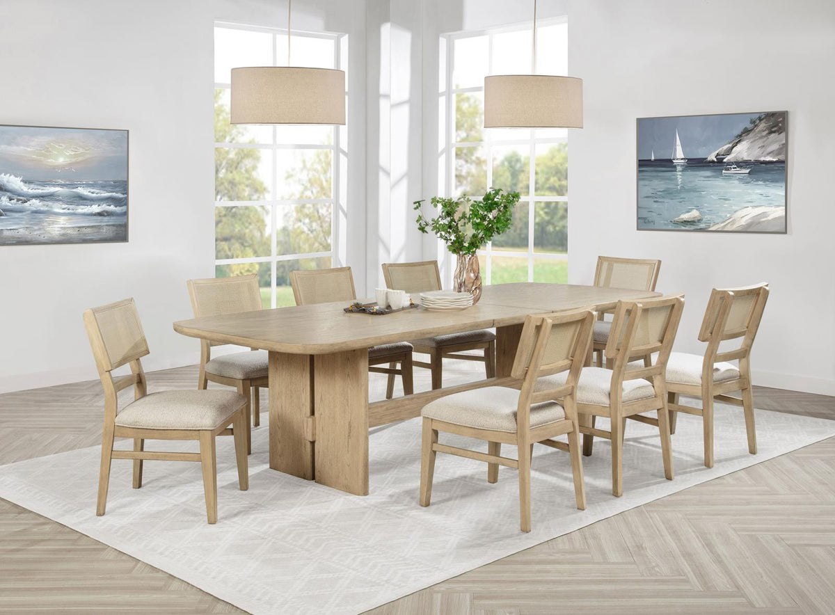 Kailani Wood Dining Set with Sideboard Beige Oak