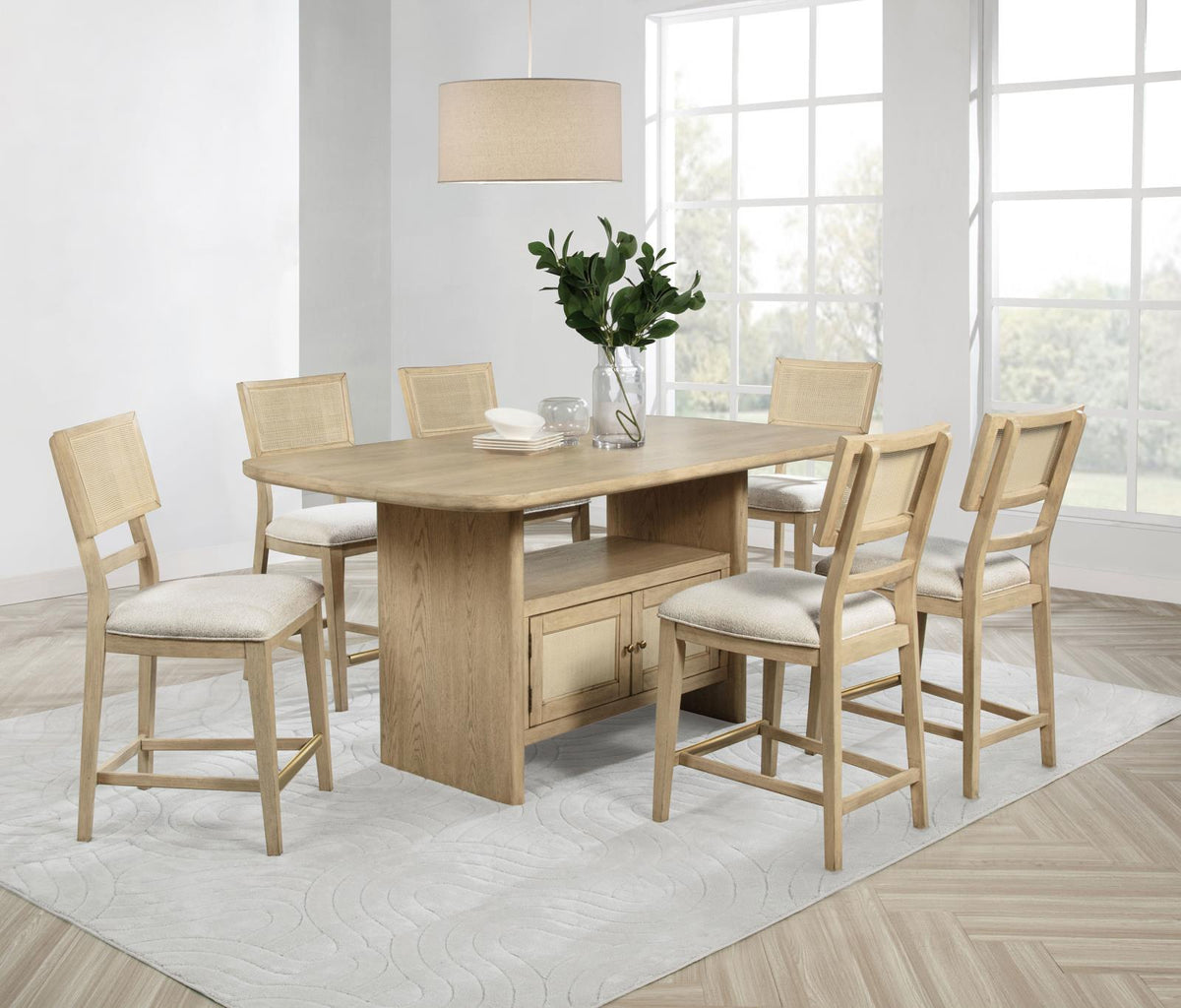 Kailani Counter Dining Set with Cabinet Beige Oak