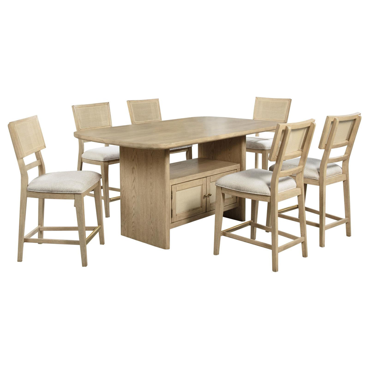 Kailani Counter Dining Set with Cabinet Beige Oak