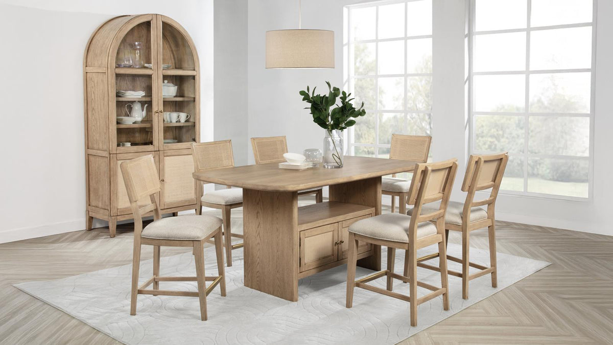 Kailani Counter Dining Set with Cabinet Beige Oak