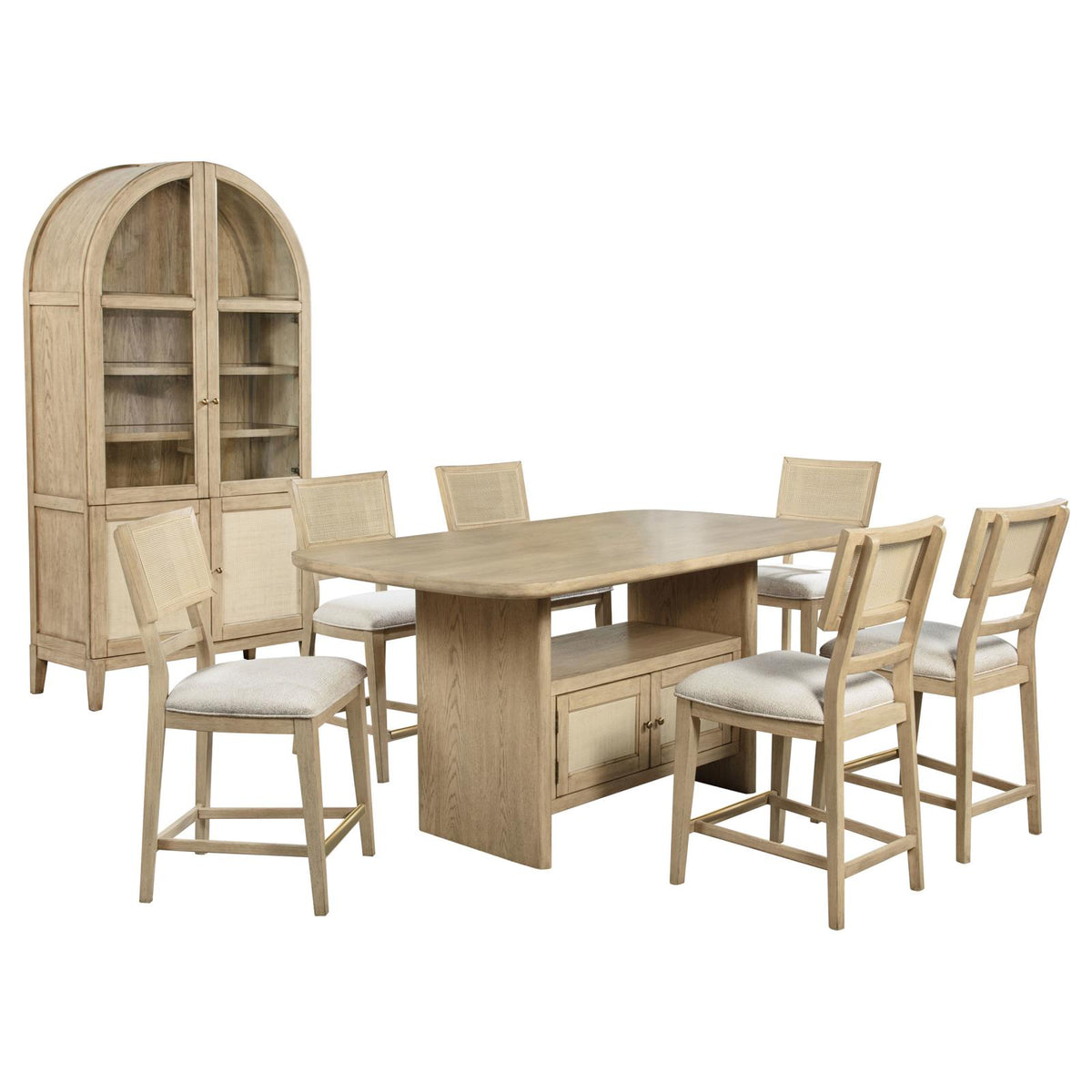 Kailani Counter Dining Set with Cabinet Beige Oak
