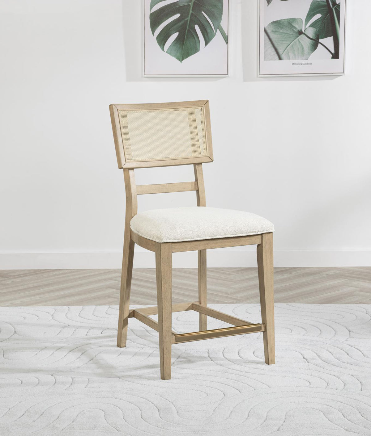 Kailani Rattan Cane Counter Side Chair Beige Oak (Set of 2)