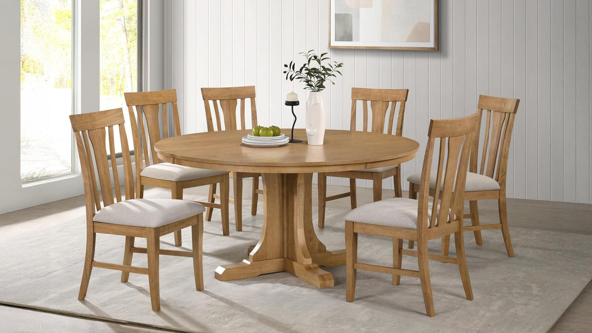 Hartville Round Dining Table Set Natural Light Brown