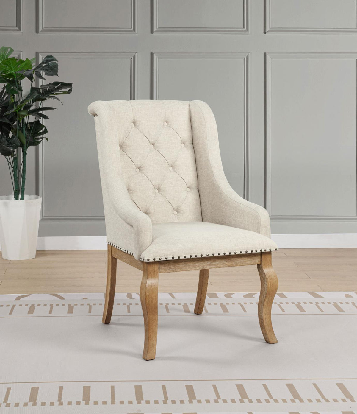 Brockway Upholstered Arm Chair Barley Brown (Set of 2)