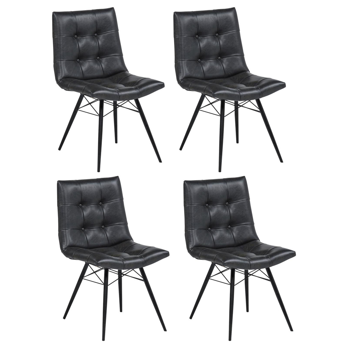Aiken Faux Leather Upholstered Dining Side Chair Charcoal Grey (Set of 4)