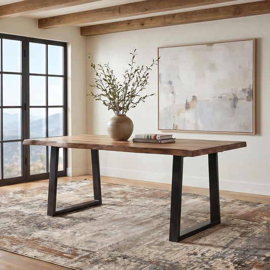 Selwyn 80-inch Live Edge Solid Wood Dining Table Light Sheesham