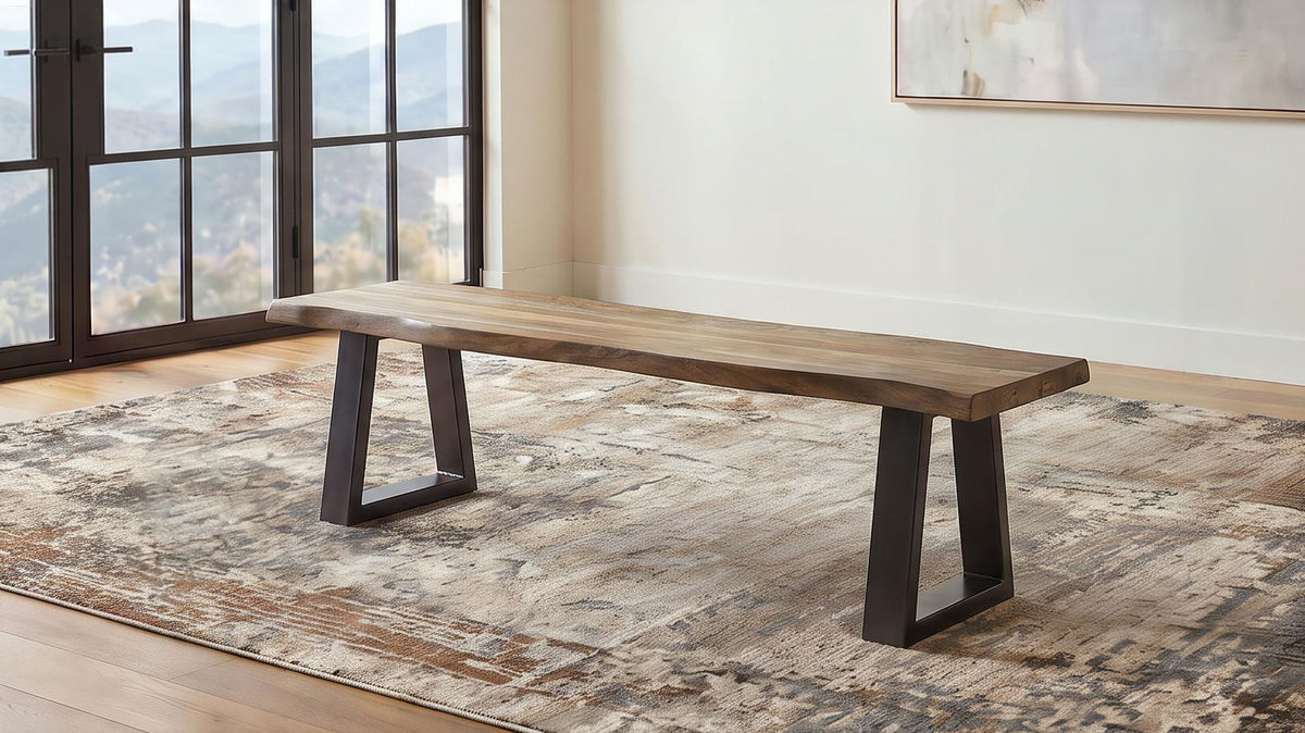 Selwyn Live Edge Solid Wood Dining Bench Light Sheesham