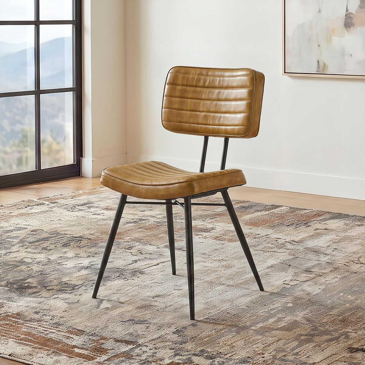 Misty Leather Upholstered Dining Side Chair Camel (Set of 2)