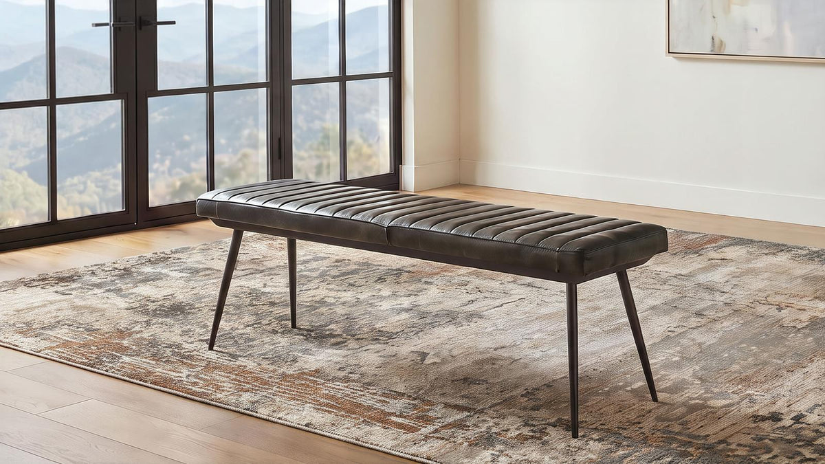 Misty Leather Upholstered Dining Bench Antique Espresso