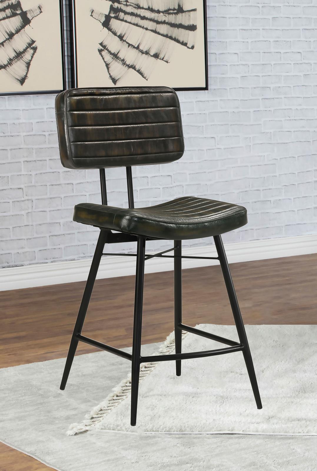 Partridge Leather Counter Chair Antique Espresso (Set of 2)