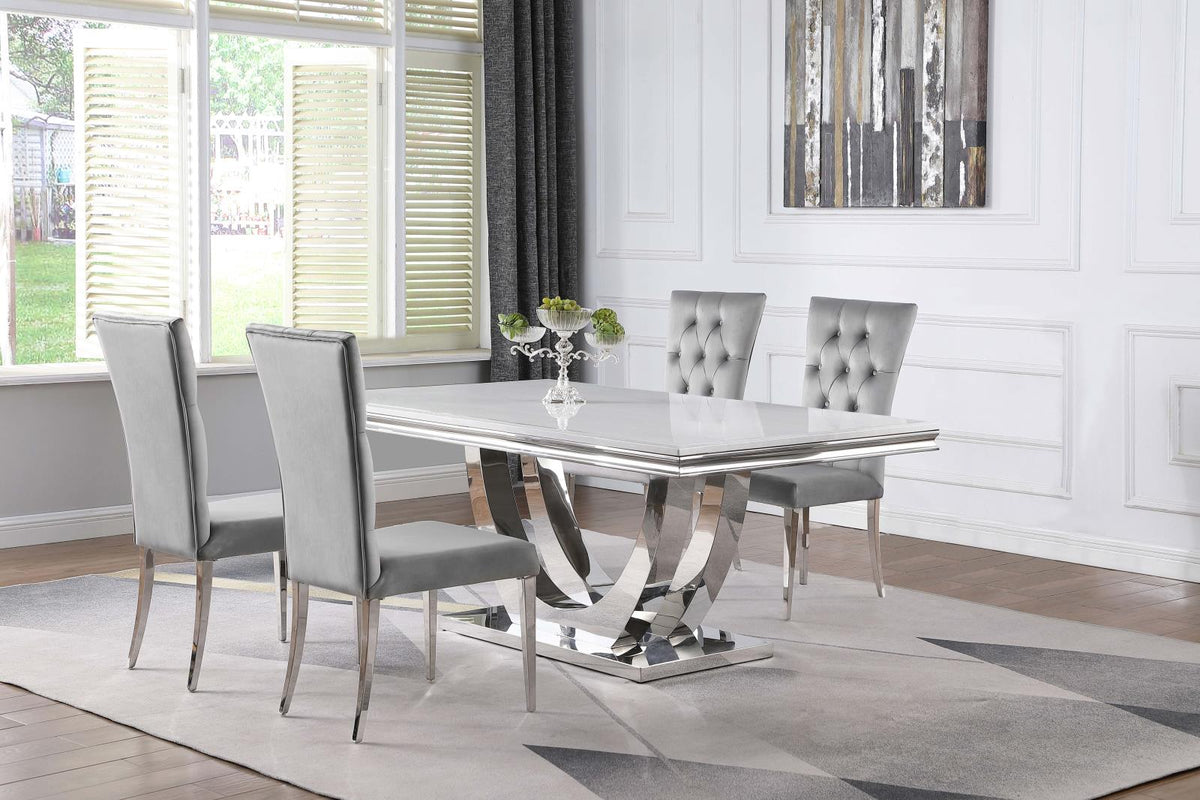 Kerwin Rectangular Dining Table Set Grey and Chrome