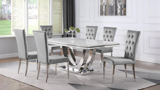 Kerwin Rectangular Dining Table Set Grey and Chrome