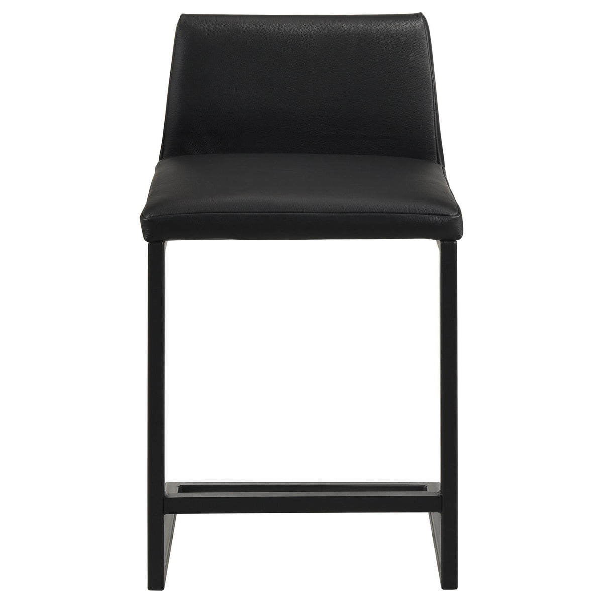 Vardon Genuine Leather Counter Height Chair Black (Set of 2)