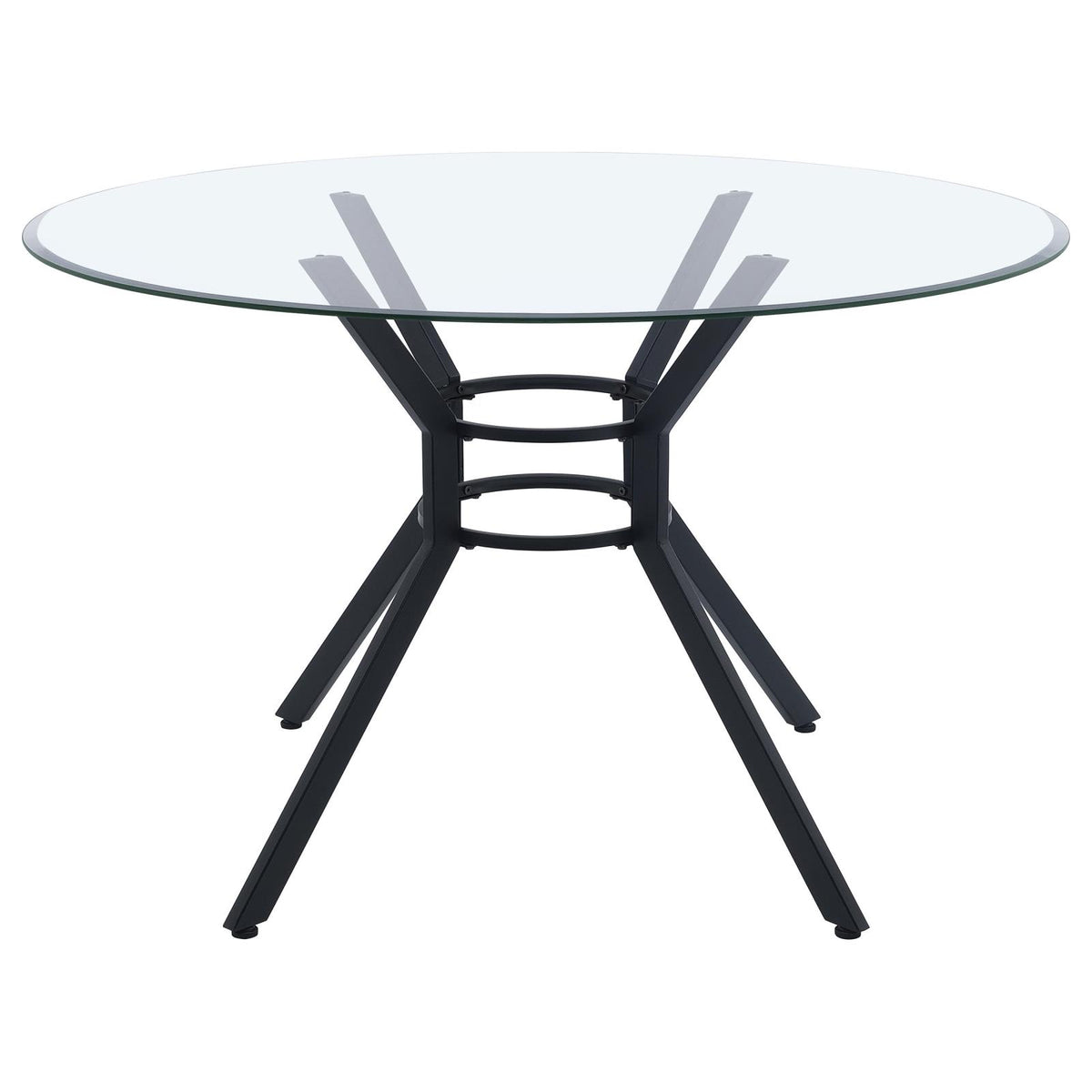 Steele 48-inch Round Glass Top Dining Table Matte Black