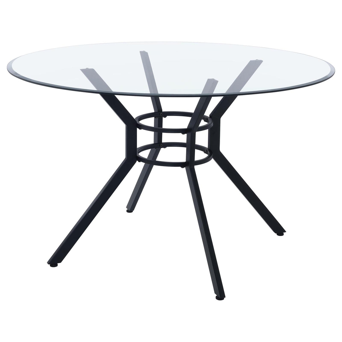 Steele 48-inch Round Glass Top Dining Table Matte Black