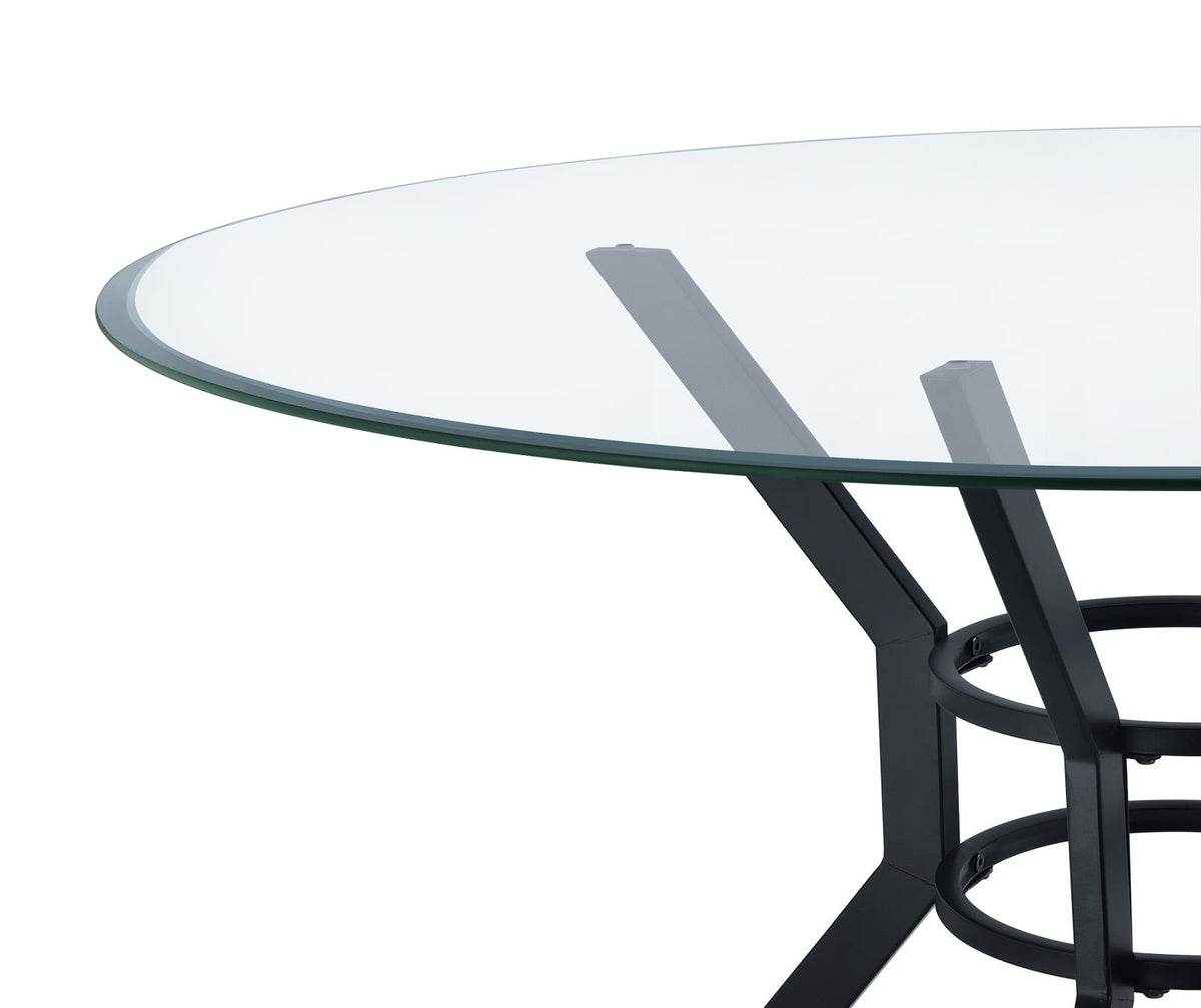 Steele 48-inch Round Glass Top Dining Table Matte Black