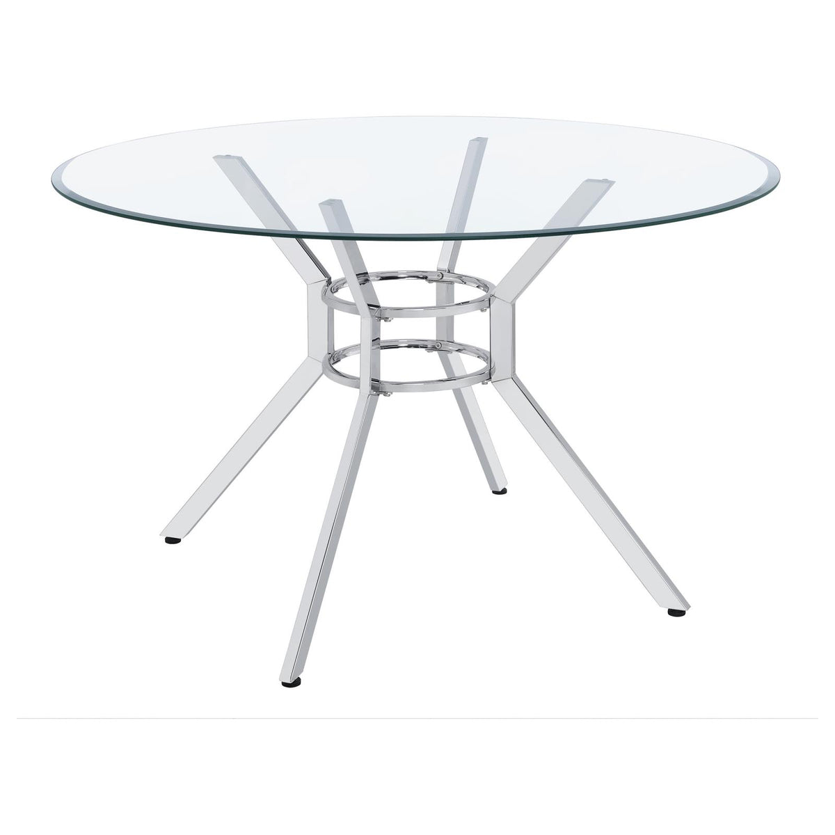 Steele 48-inch Round Glass Top Dining Table Chrome