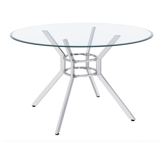 Steele 48-inch Round Glass Top Dining Table Chrome