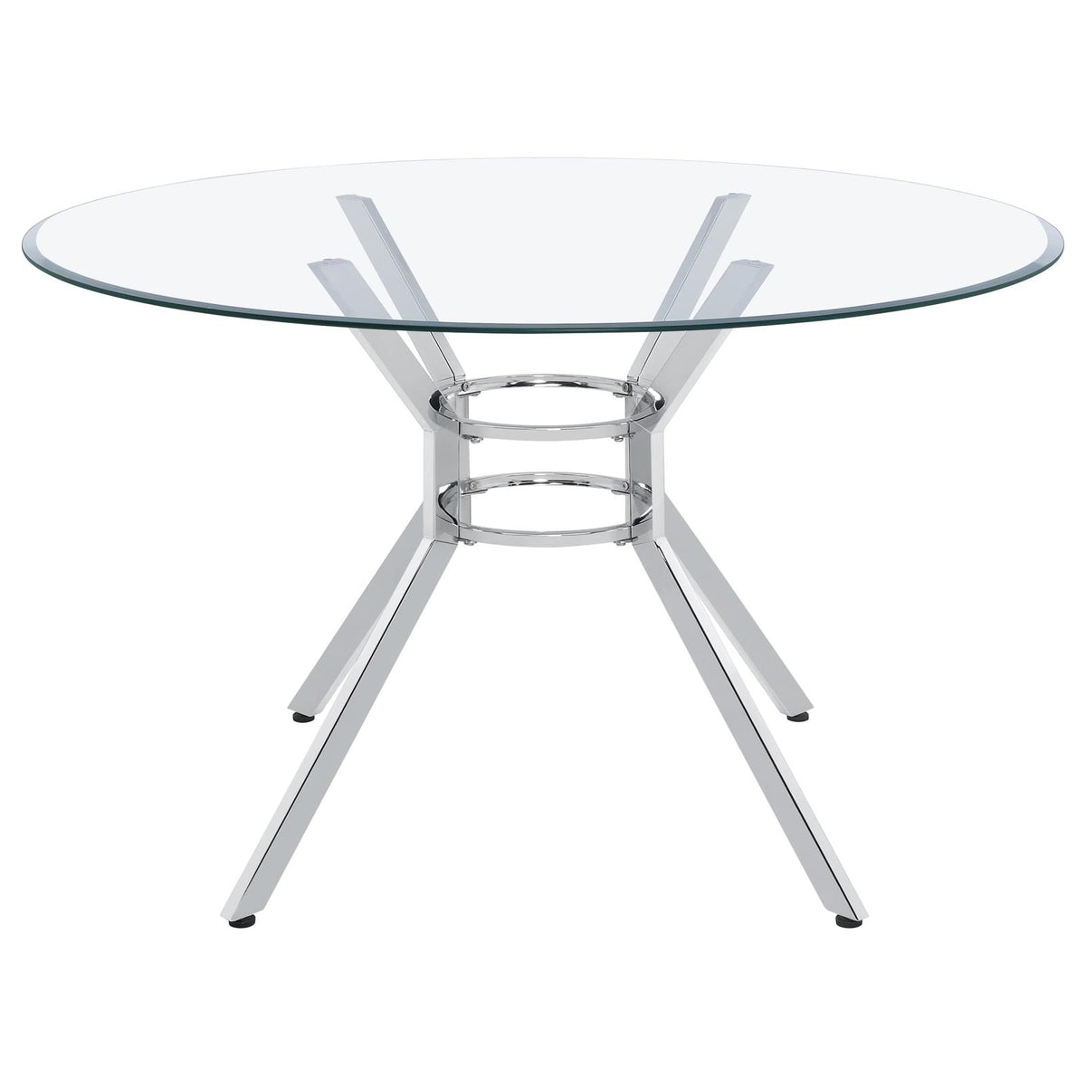 Steele 48-inch Round Glass Top Dining Table Chrome
