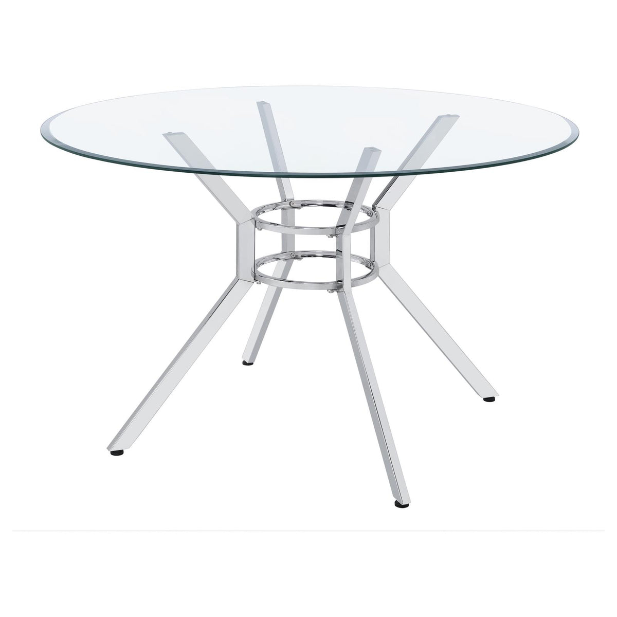 Steele 48-inch Round Glass Top Dining Table Chrome