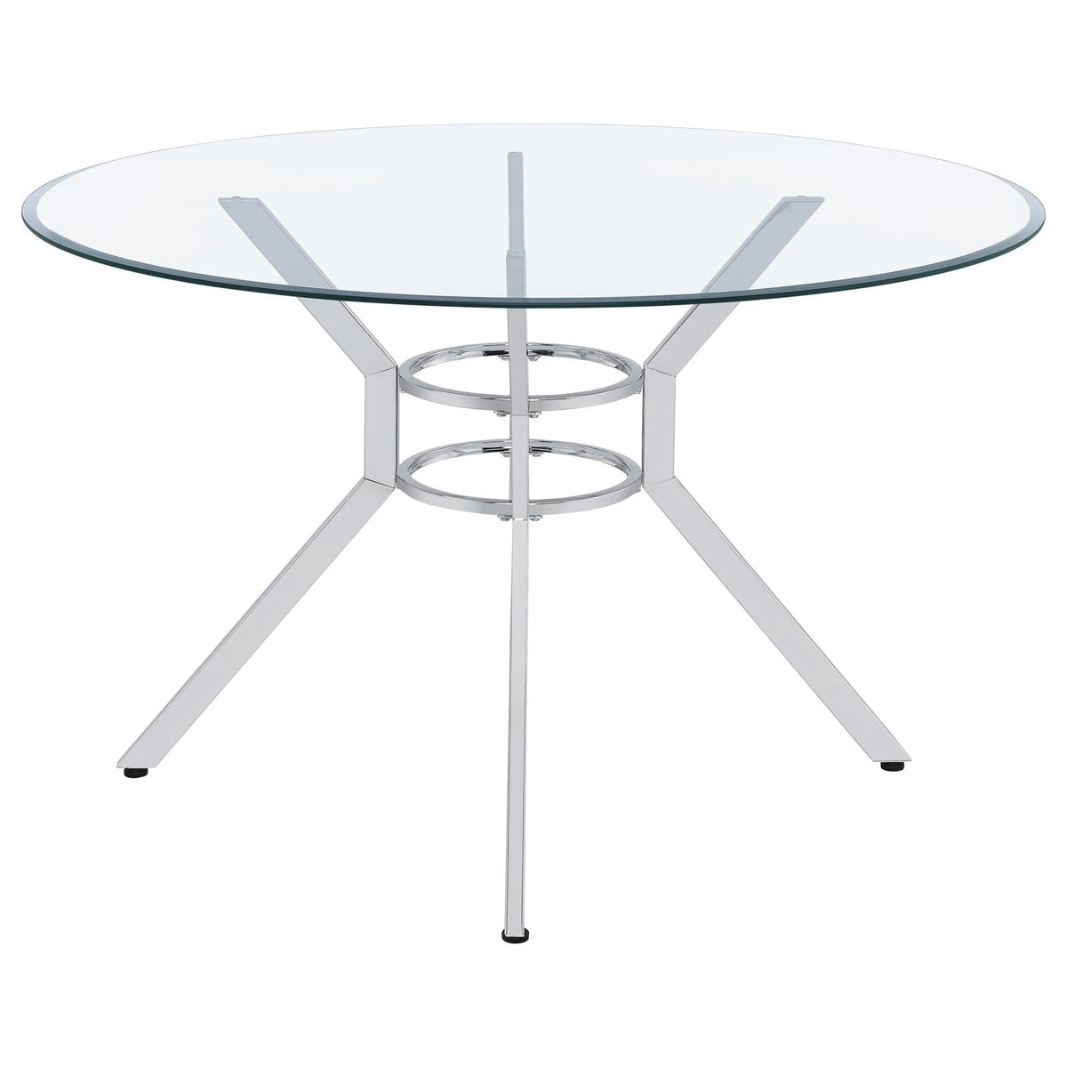 Steele 48-inch Round Glass Top Dining Table Chrome