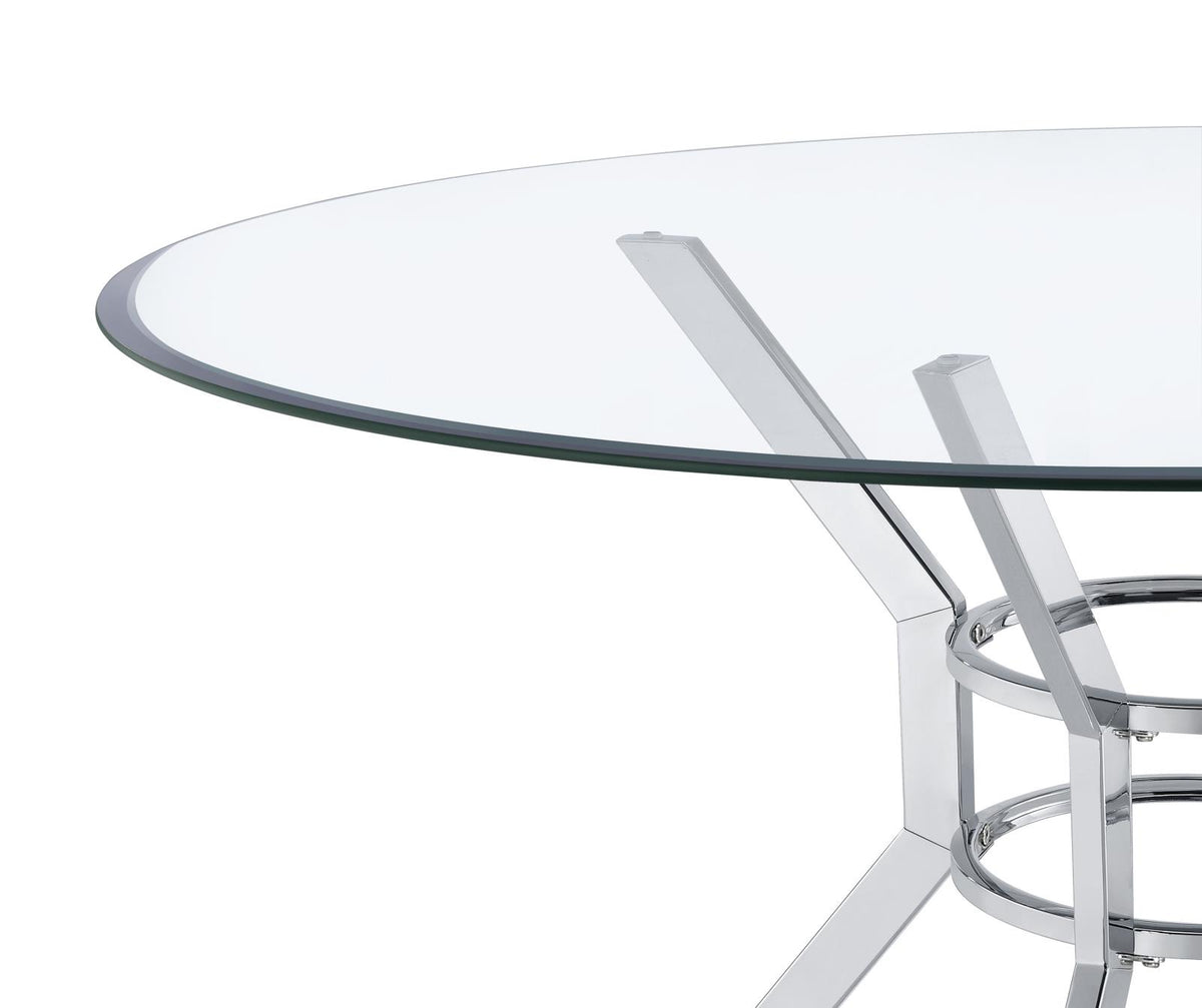 Steele 48-inch Round Glass Top Dining Table Chrome