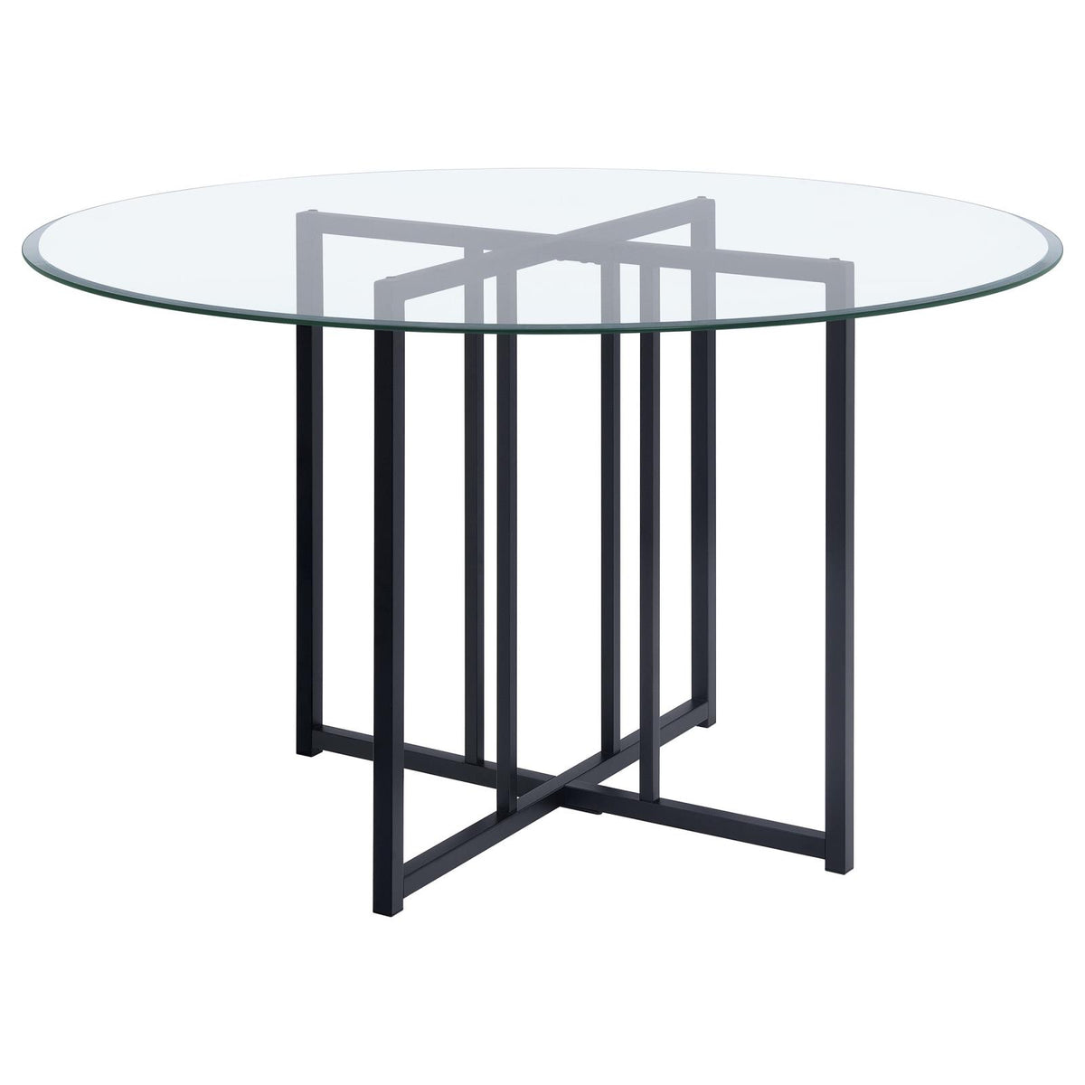 Pace 48-inch Round Glass Top Dining Table Matte Black