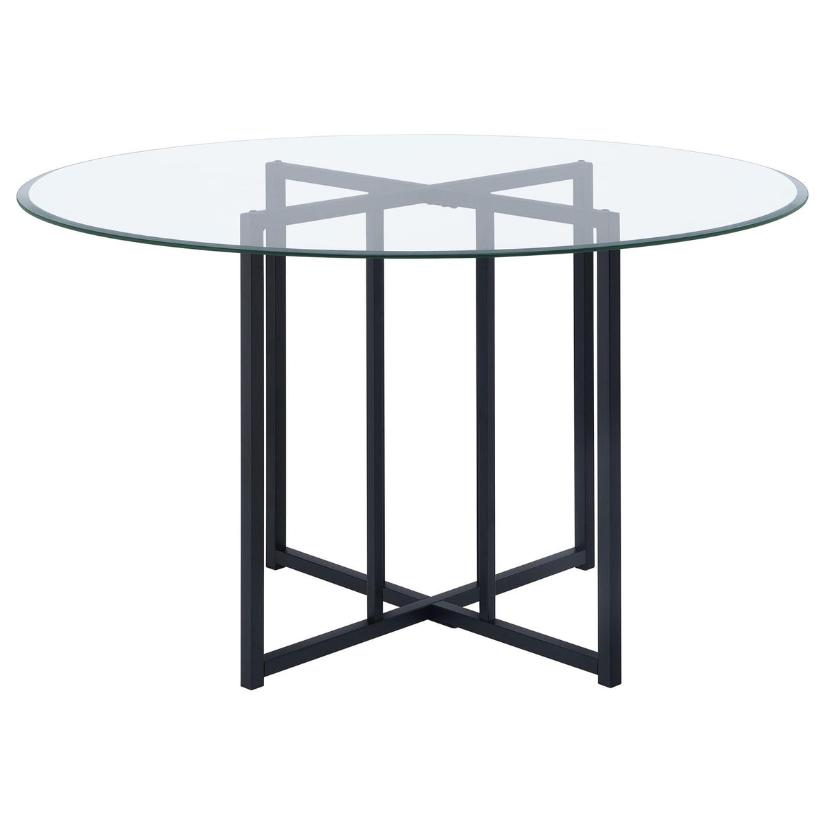 Pace 48-inch Round Glass Top Dining Table Matte Black
