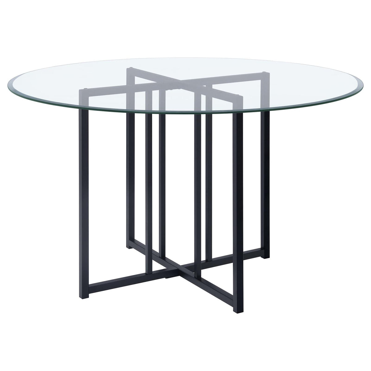 Pace 48-inch Round Glass Top Dining Table Matte Black