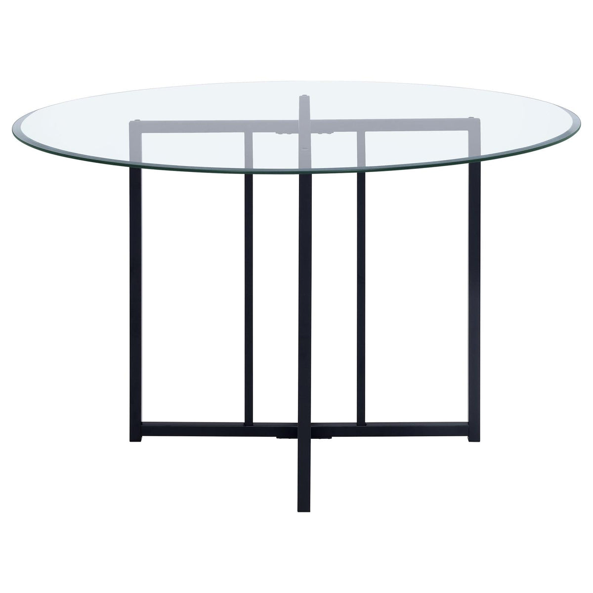 Pace 48-inch Round Glass Top Dining Table Matte Black