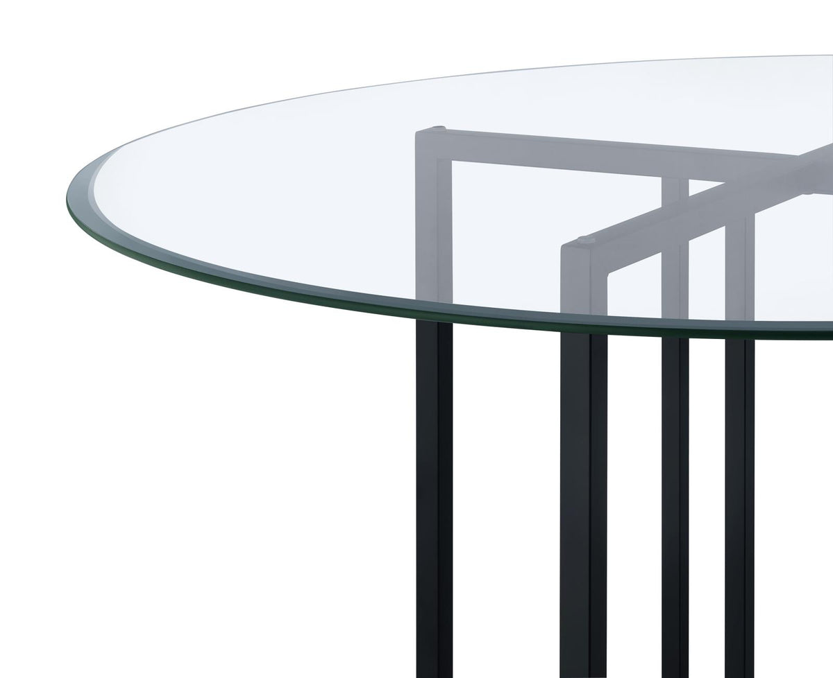 Pace 48-inch Round Glass Top Dining Table Matte Black