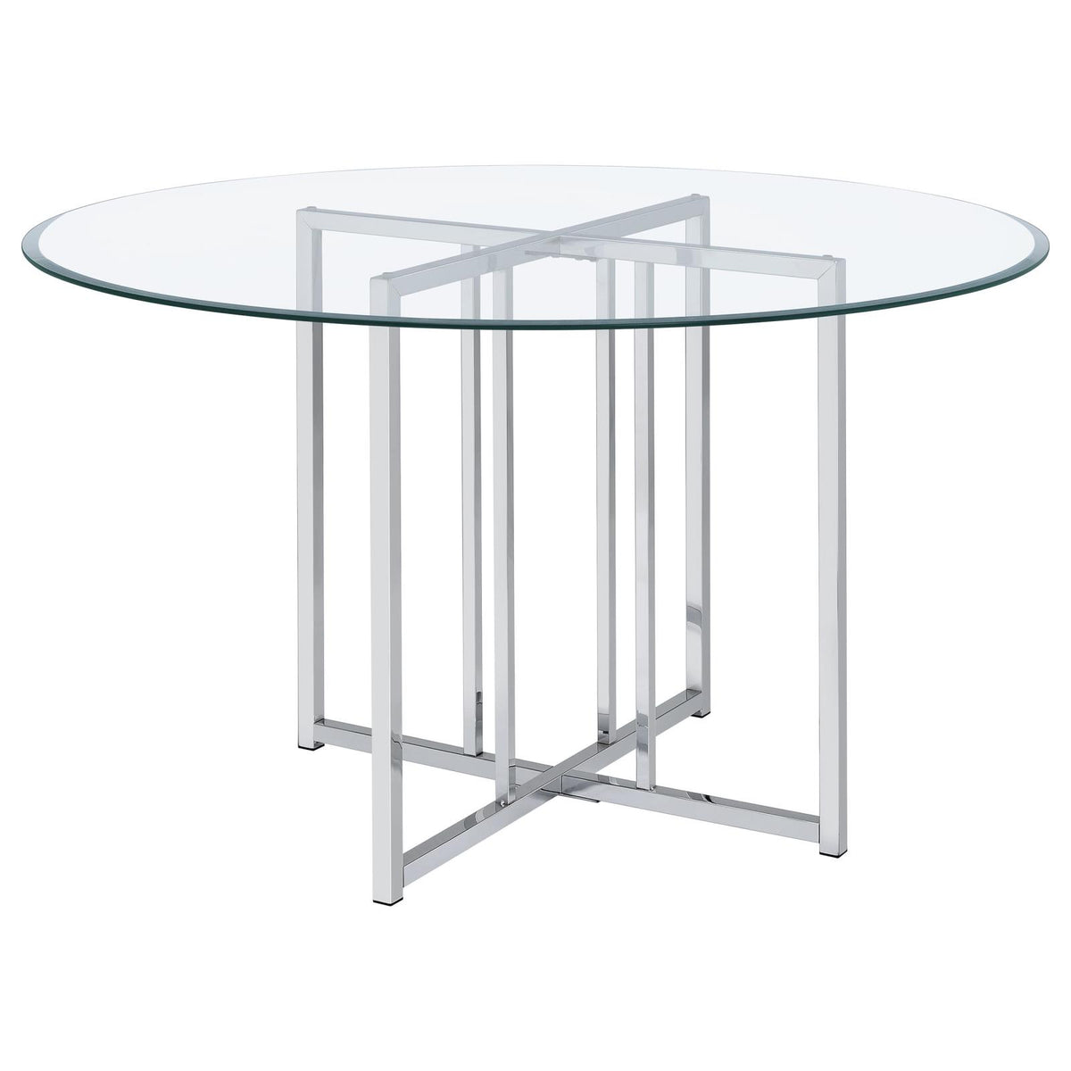 Pace 48-inch Round Glass Top Dining Table Chrome