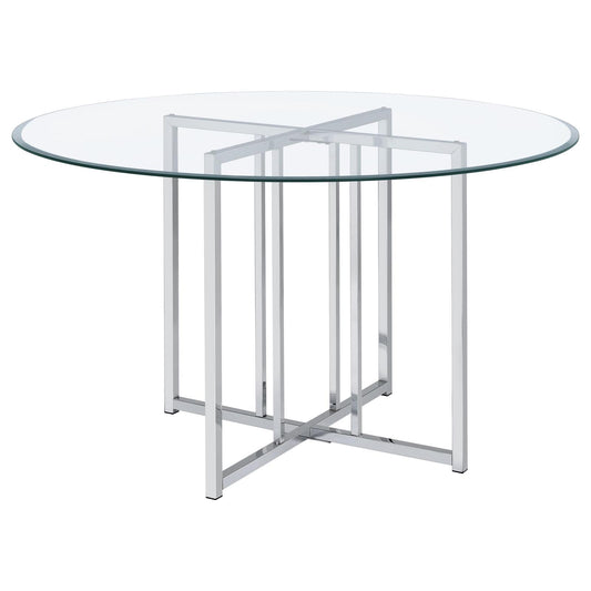 Pace 48-inch Round Glass Top Dining Table Chrome