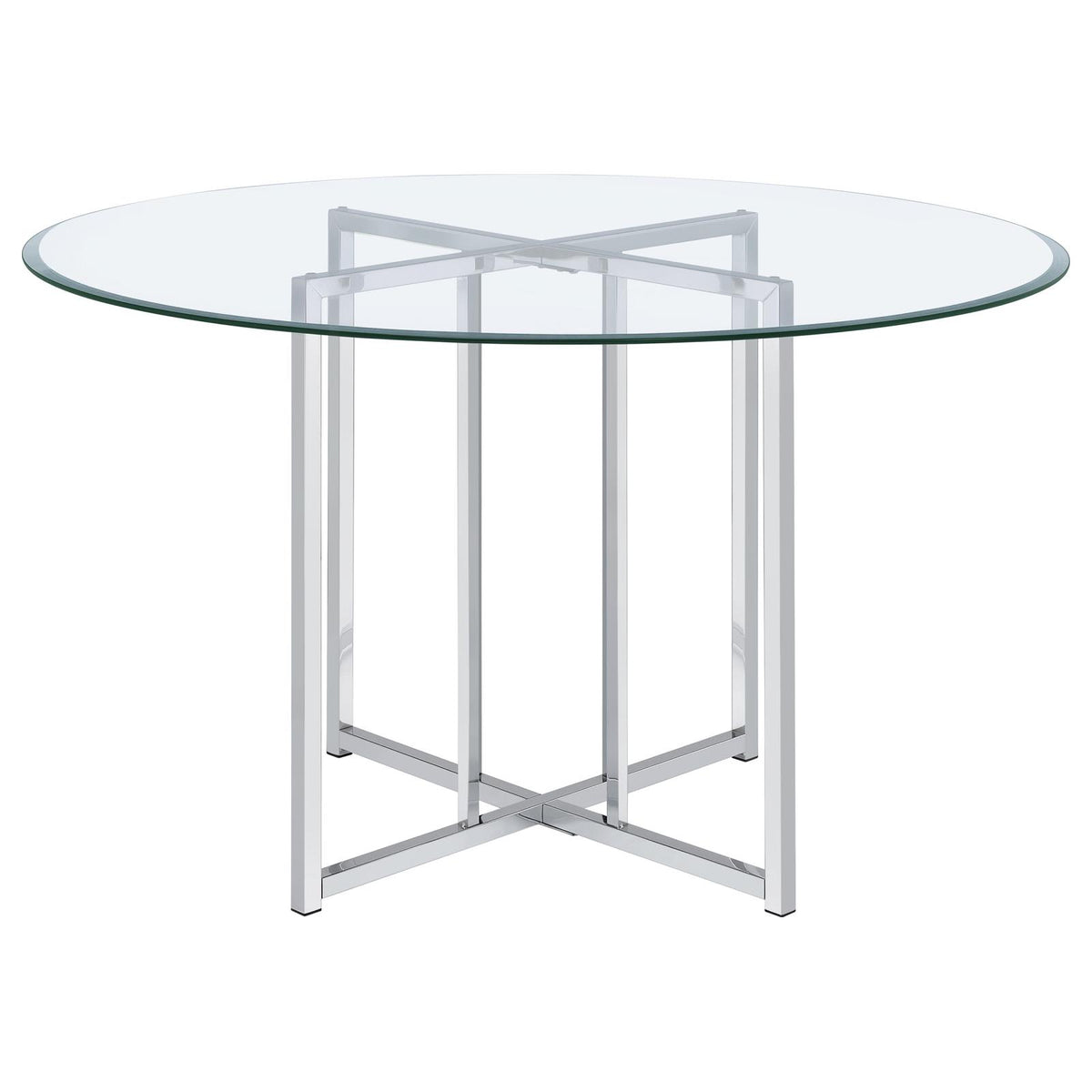 Pace 48-inch Round Glass Top Dining Table Chrome