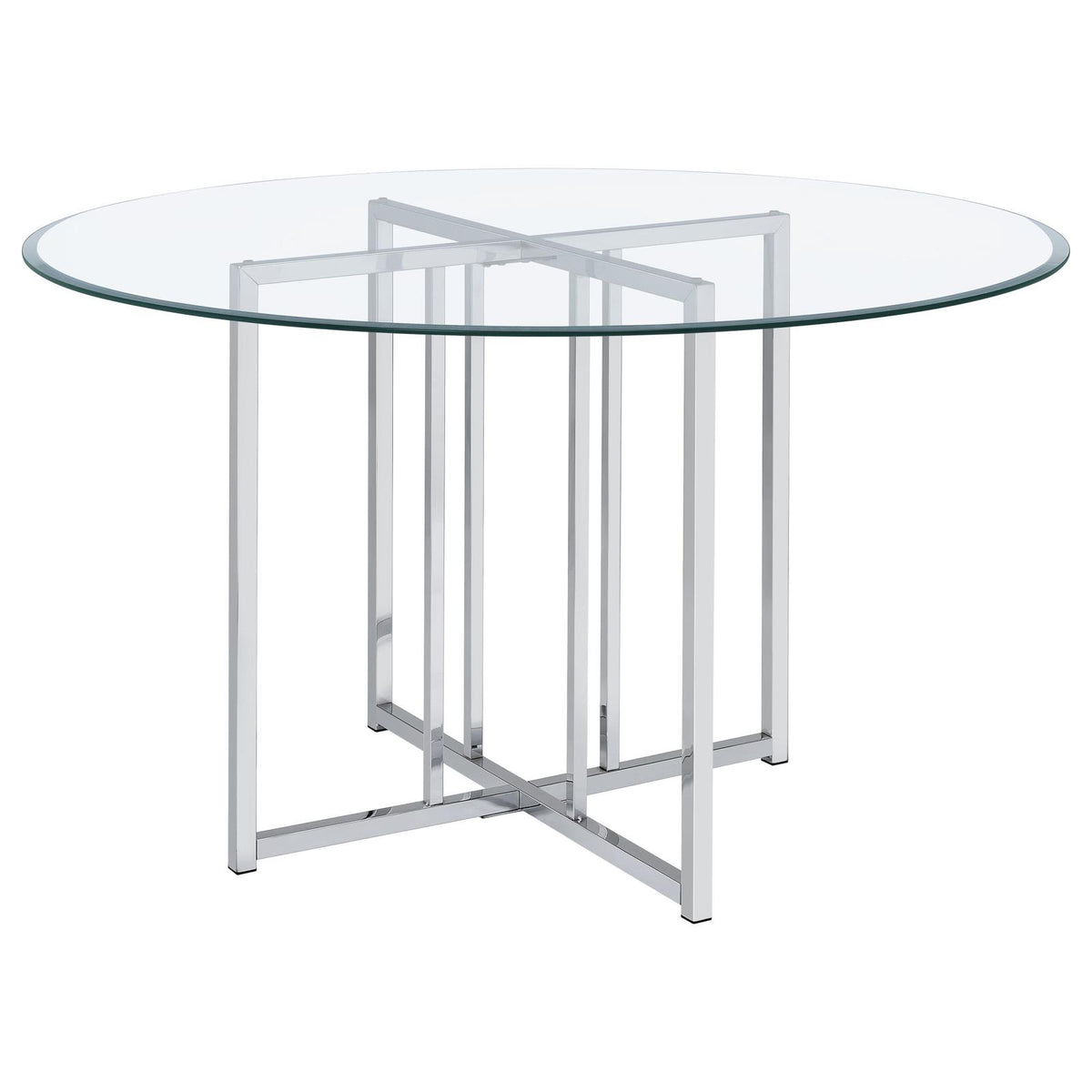 Pace 48-inch Round Glass Top Dining Table Chrome