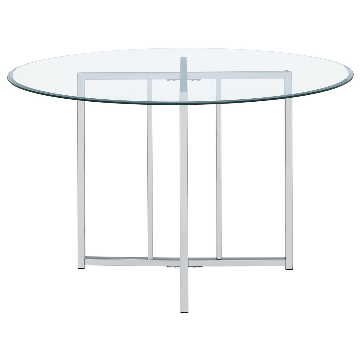 Pace 48-inch Round Glass Top Dining Table Chrome