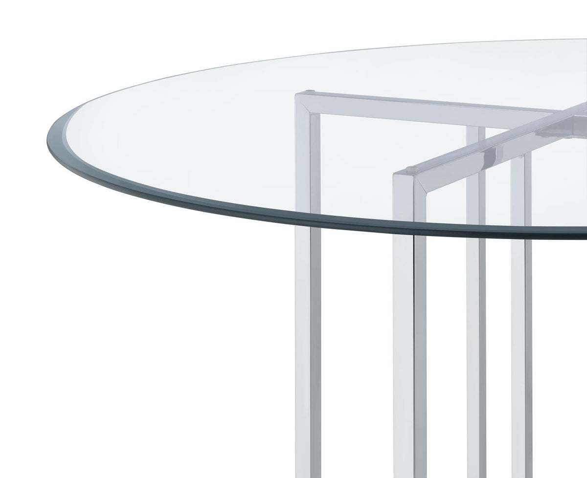 Pace 48-inch Round Glass Top Dining Table Chrome
