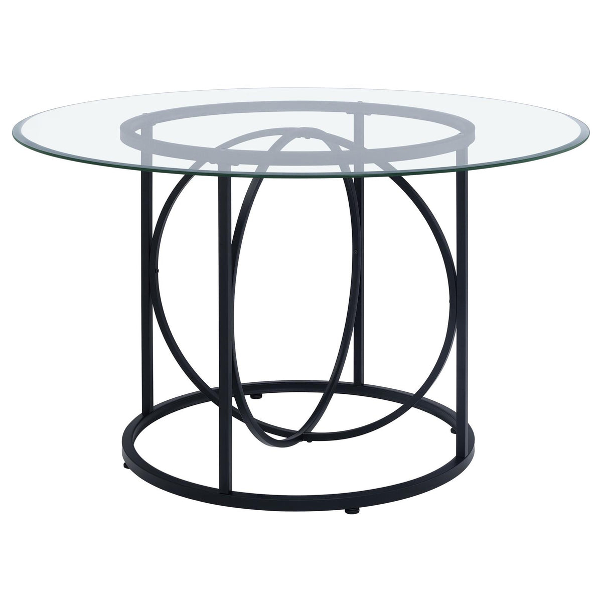 Levy 48-inch Round Glass Top Dining Table Matte Black