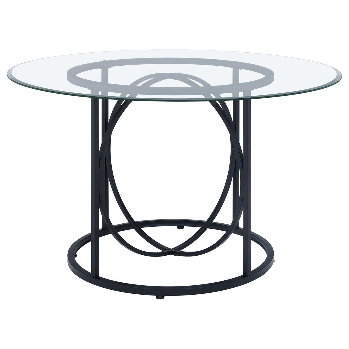 Levy 48-inch Round Glass Top Dining Table Matte Black